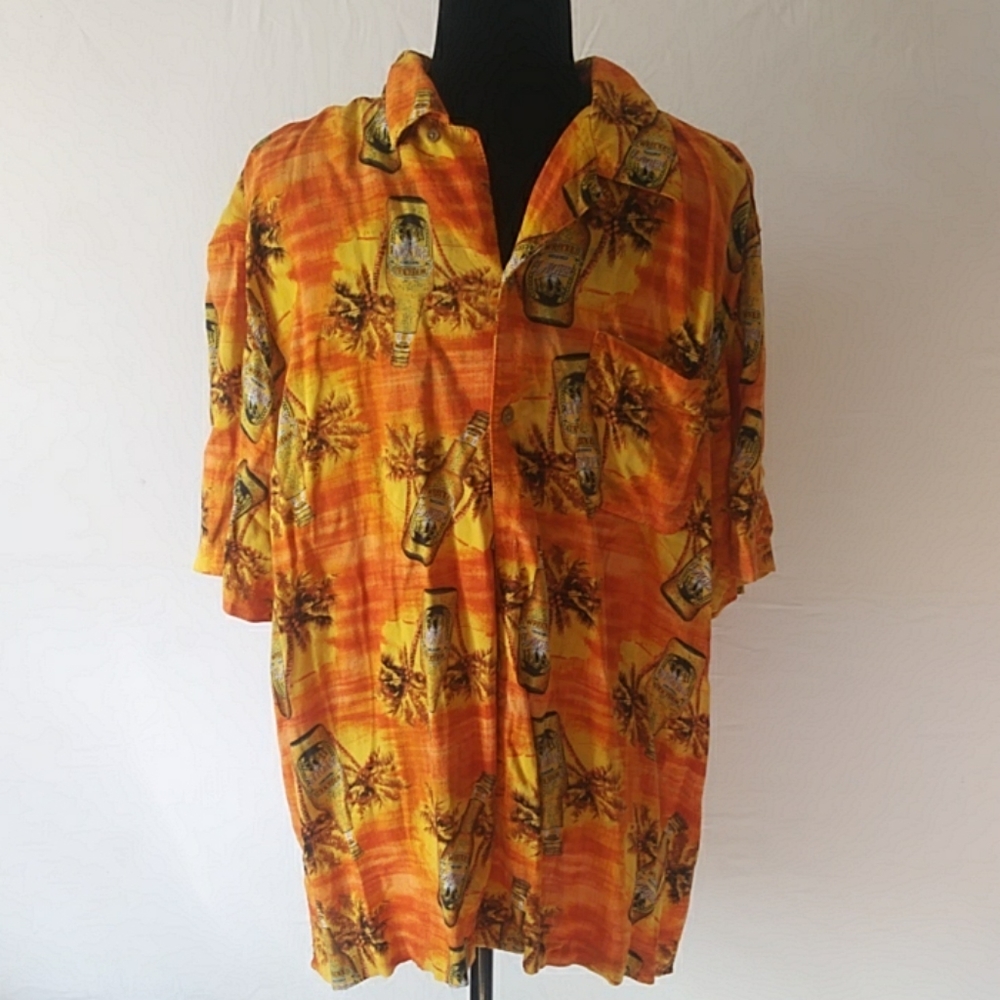 Lg 42/44 Orange Lager Hawaiian Button up